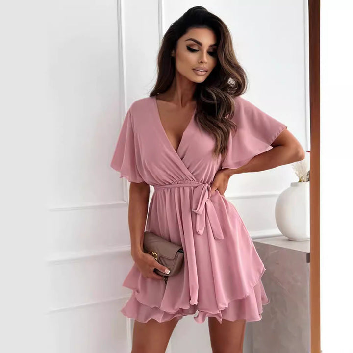 W&W Mode | Kurzes Rüschensaum Damen-Minikleid