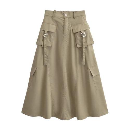 Damen Midirock mit praktischen Cargo-Taschen und elegantem Schnitt W&W Mode