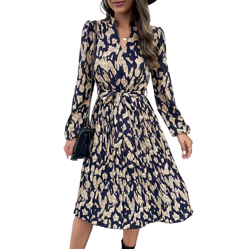 Damen Midi-Kleid mit tailliertem Schnitt und modischem Bindegürtel W&W Mode