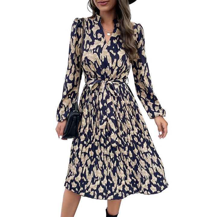 Damen Midi-Kleid mit tailliertem Schnitt und modischem Bindegürtel W&W Mode