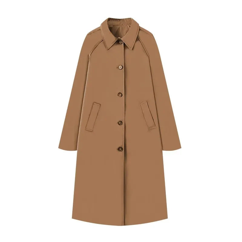 Damen eleganter Trenchcoat mit schmalem Schnitt und praktischen Taschen W&W Mode