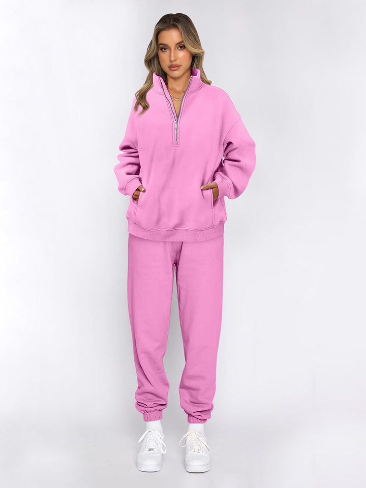 Damen sportliches Set mit Stehkragen und praktischem Reißverschluss W&W Mode