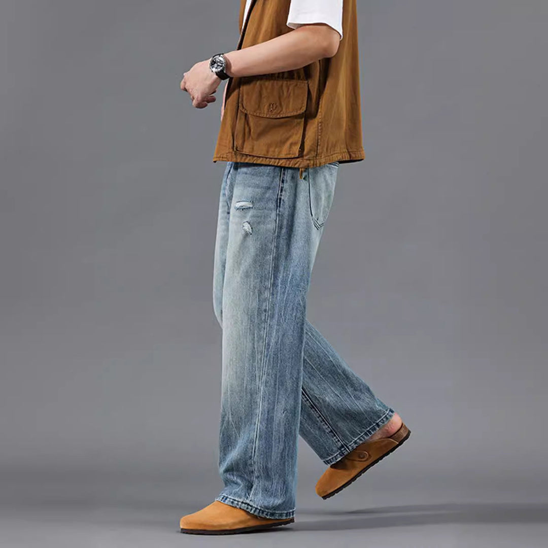 Herren entspannte Jeans im modernen Destroyed-Look W&W Mode