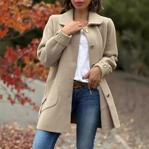 Damen gemütlicher Oversized-Mantel mit großen Taschen und Knopfdetails W&W Mode