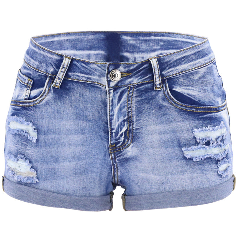 Damen Modische Jeans-Shorts mit fransigen Abschlüssen und ausgefransten Details W&W Mode