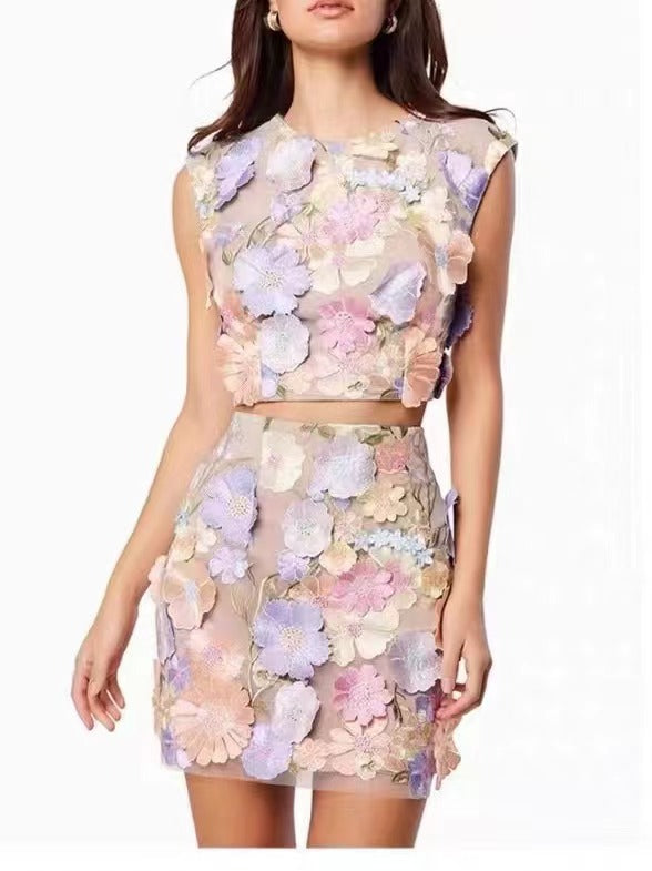 W&W Mode | Ärmelloses Crop Top Bodycon Rock Zweiteiliges Set