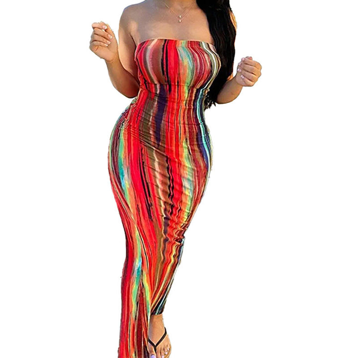 Damen Maxikleid mit schulterfreiem Design und figurschmeichelnder Drapierung W&W Mode