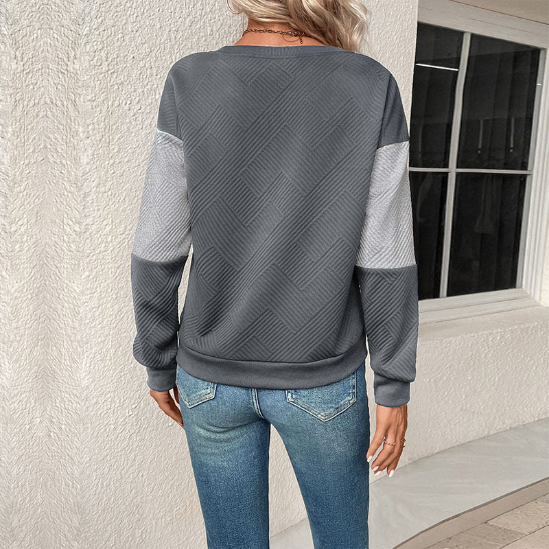 Damen lässiges Sweatshirt mit geometrischem Muster und trendigem Schnitt W&W Mode