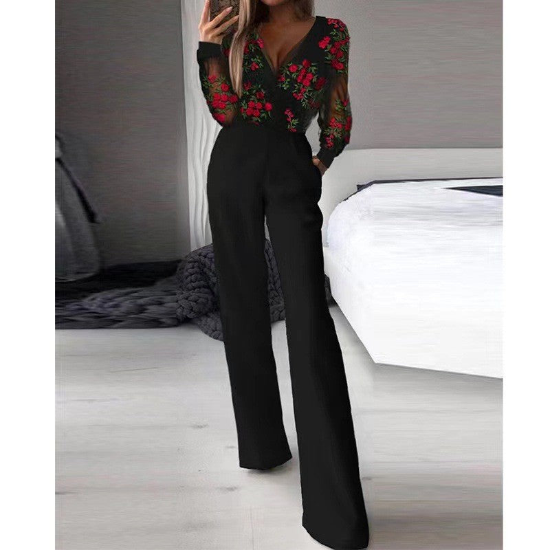 Damen Jumpsuit mit asymmetrischem Revers, taillierter Passform und weitem Bein