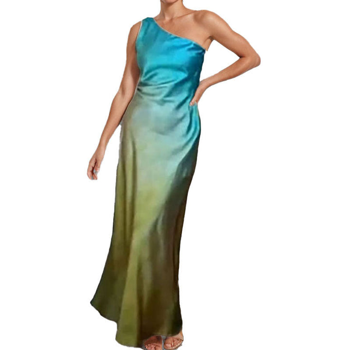 Damen Maxikleid mit asymmetrischem Schnitt und schickem Satin-Finish W&W Mode