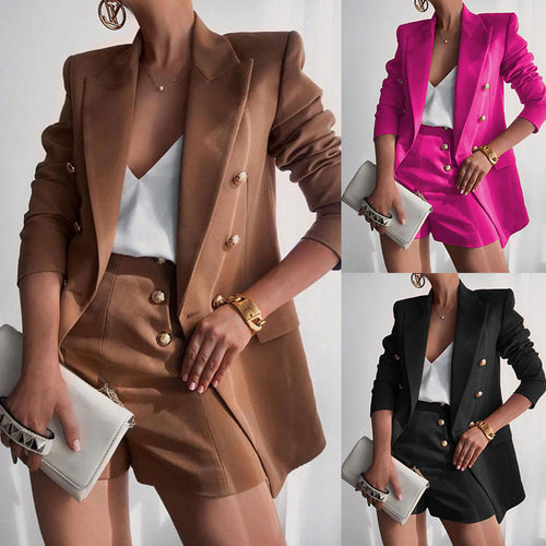 Damen Blazer-Shorts Ensemble mit eleganter Knopfleiste und modernem Schnitt W&W Mode