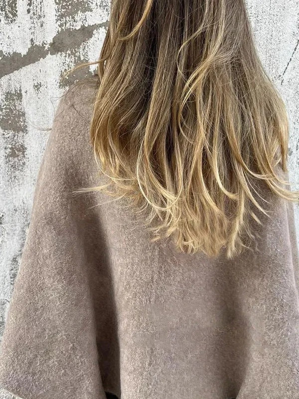 Damen kurzer Mantel aus Kaschmirimitat mit Polyester und Elasthan
