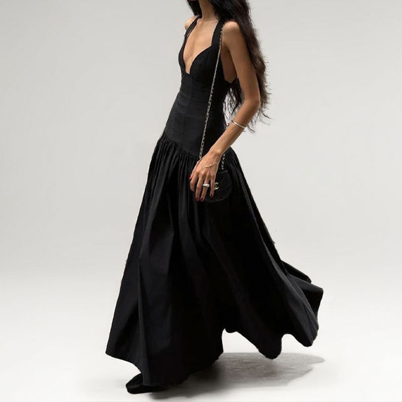 Damen Abendkleid mit elegantem V-Ausschnitt und aufwendigem Rock W&W Mode