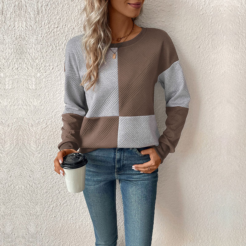 Damen lässiges Sweatshirt mit geometrischem Muster und trendigem Schnitt W&W Mode