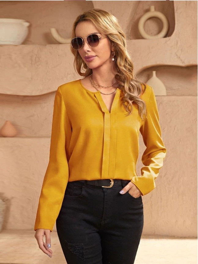 W&W Mode | Damen Satinbluse Imitation Seide Shirt