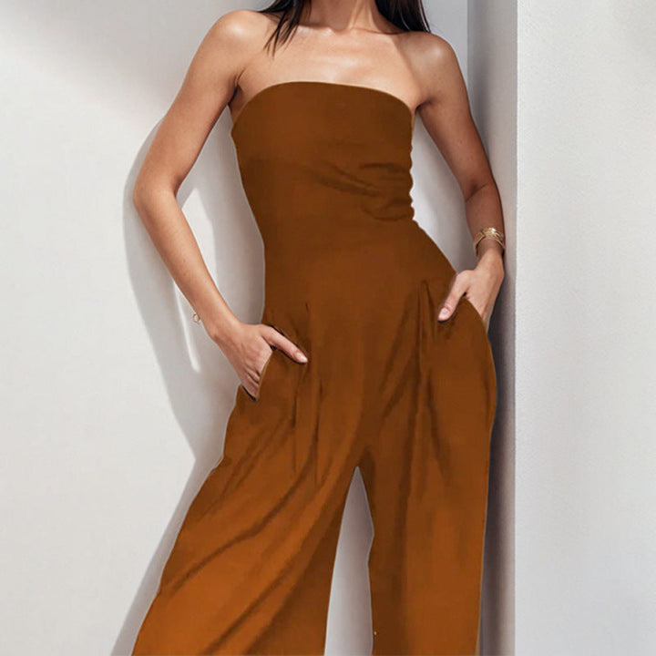 Damen Jumpsuit mit elegantem schulterfreiem Design und weitem Bein W&W Mode