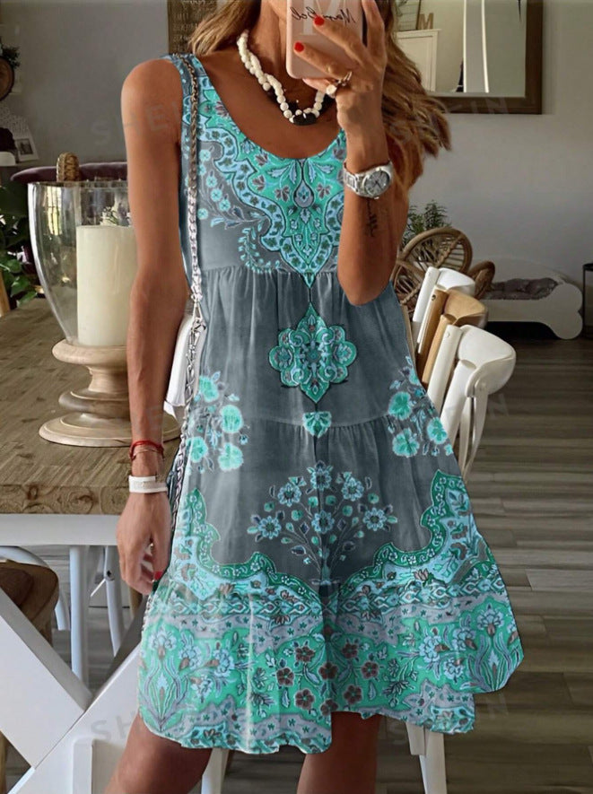 Damen luftiges Sommerkleid mit charmantem Print und fließendem Schnitt W&W Mode