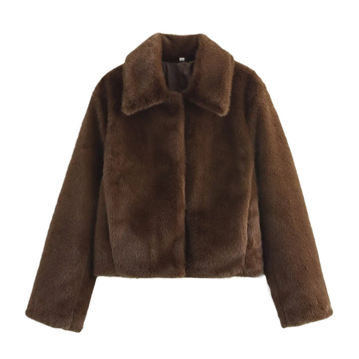 Damen Kunstpelzjacke mit klassischem Kragen und eleganter Silhouette W&W Mode