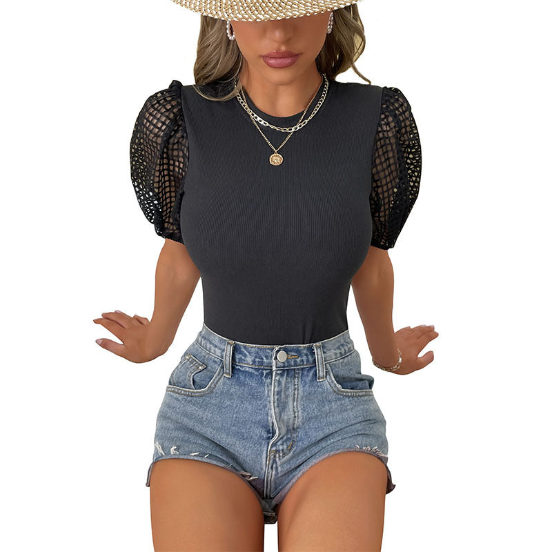 Damen Body mit modischen Netzdetails und elegantem Schnitt W&W Mode