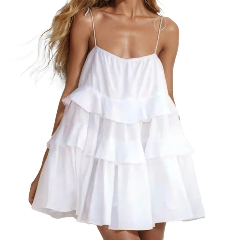 Damen Sommerkleid mit voluminösen Rüschendetails und schwingendem Saum W&W Mode