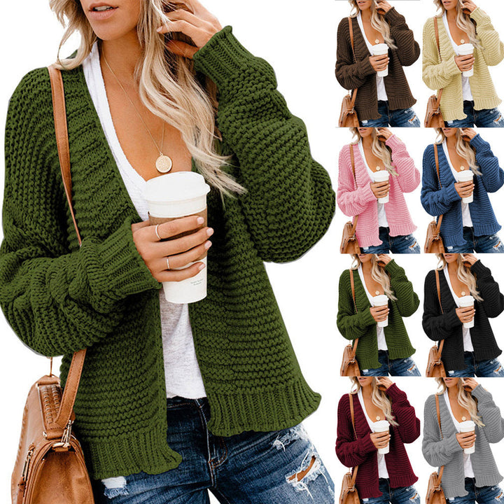 Damen Grobstrick-Cardigan mit lässiger Silhouette und offenen Schnitt W&W Mode
