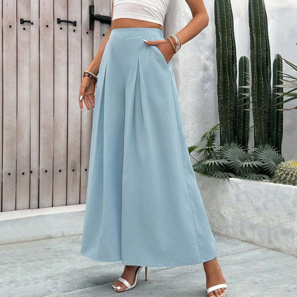 Damen weite Palazzo-Hose mit eleganten Falten und hohem Bund W&W Mode