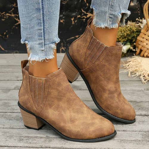 W&W Mode | Vintage Stiefeletten Mit Klobigem Absatz