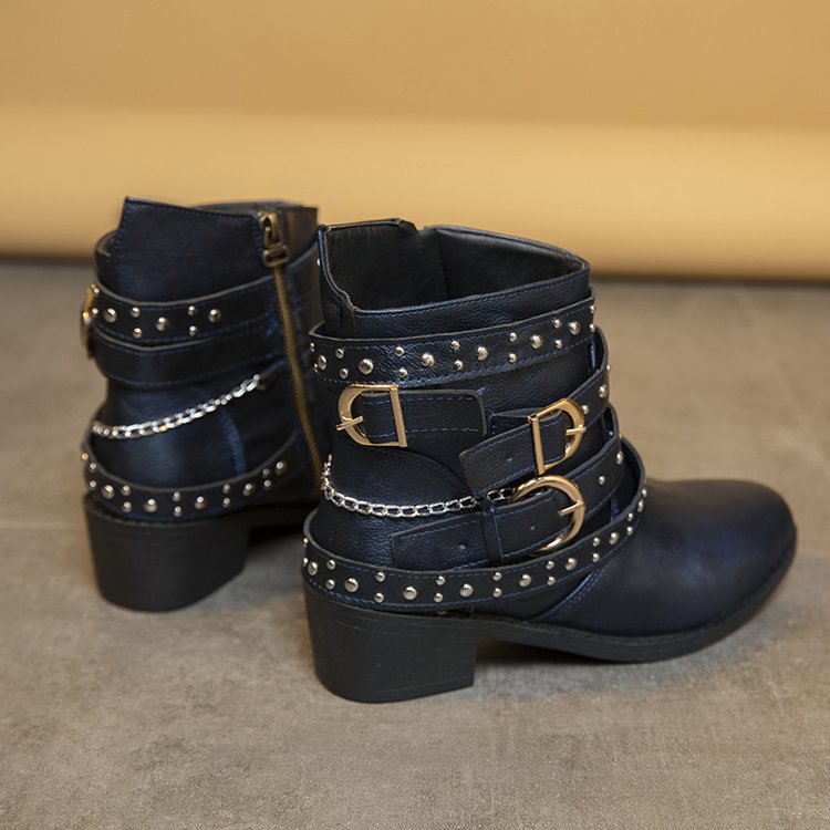 Damen Stiefeletten mit modischem Riemen-Design und dekorativen Akzenten W&W Mode