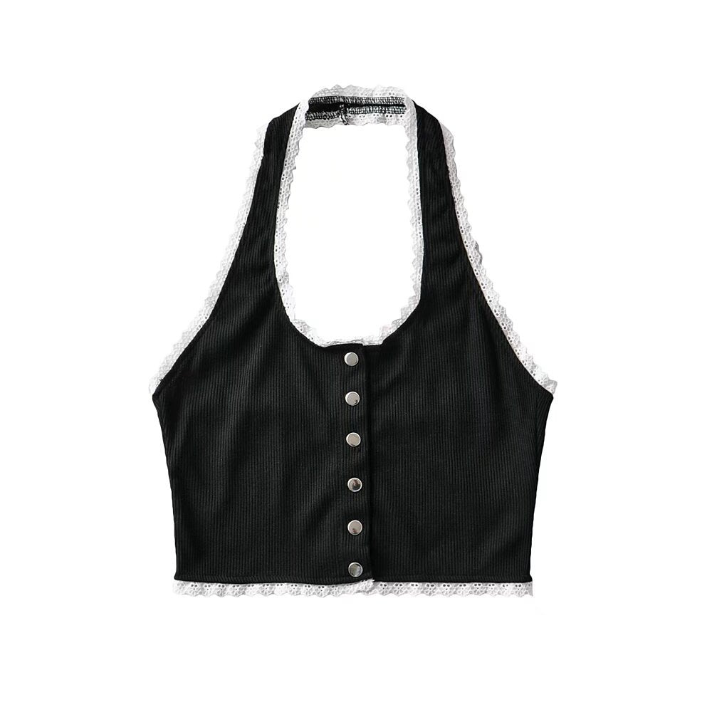Damen Cropped Top mit Spitzendetails W&W Mode