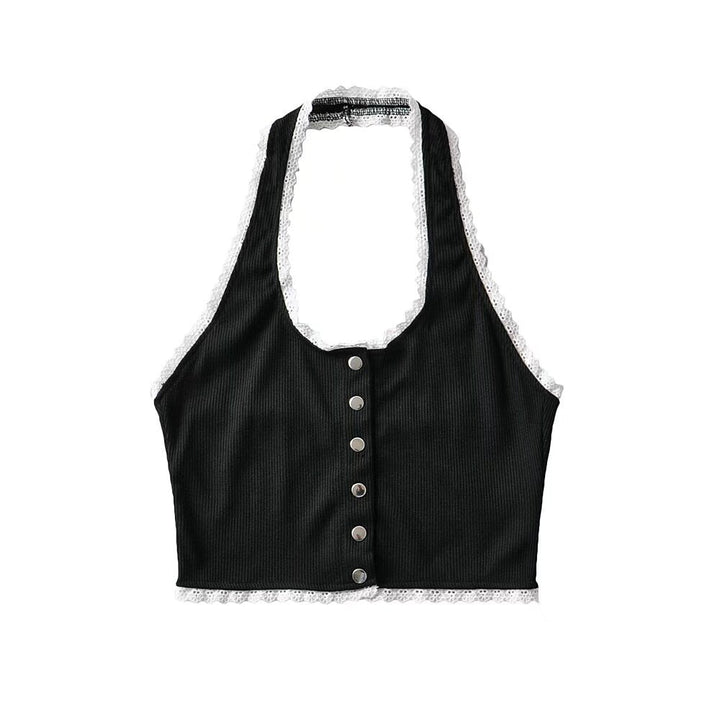 Damen Cropped Top mit Spitzendetails W&W Mode