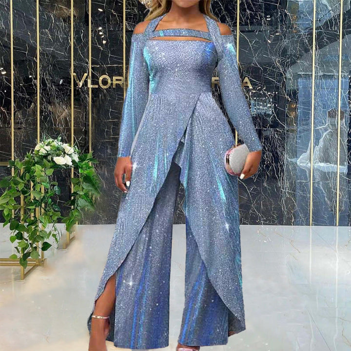 Damen Glamouröser Jumpsuit mit schimmerndem Paillettenbesatz und eleganten Cut-Outs W&W Mode