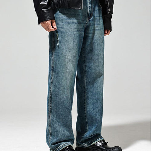 Herren Baggy Jeans im Vintage-Look mit distressed Effekten und hohem Bund W&W Mode