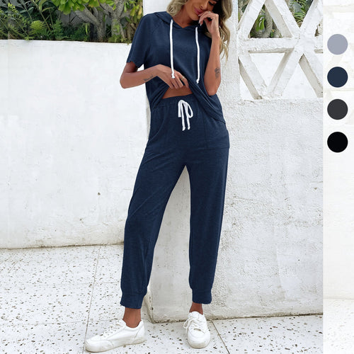 Damen Jumpsuit mit bequemem Kordelzug und lässigem Kurzarmdesign W&W Mode