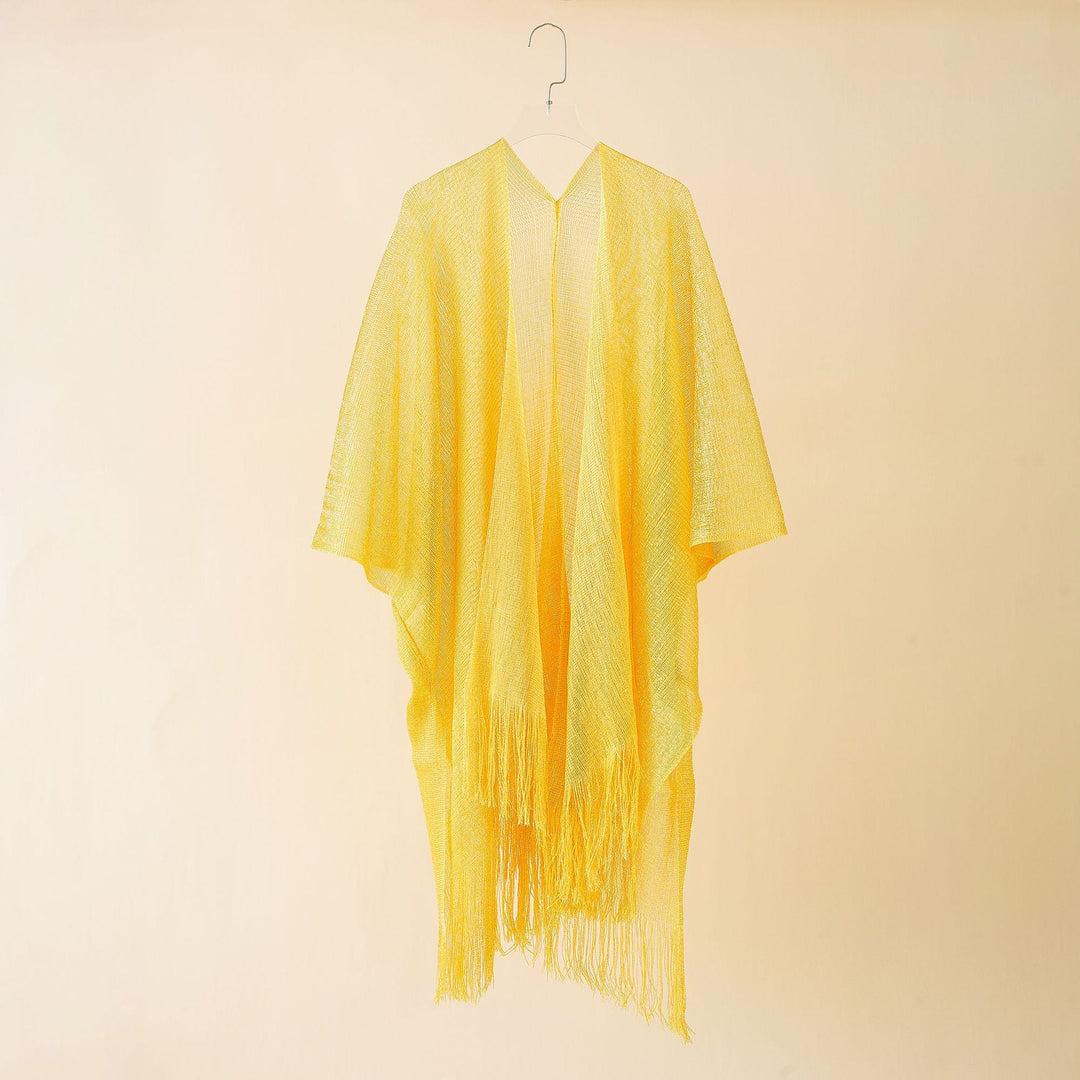 Damen Fransen-Kimono aus transparenter, luftiger Struktur W&W Mode