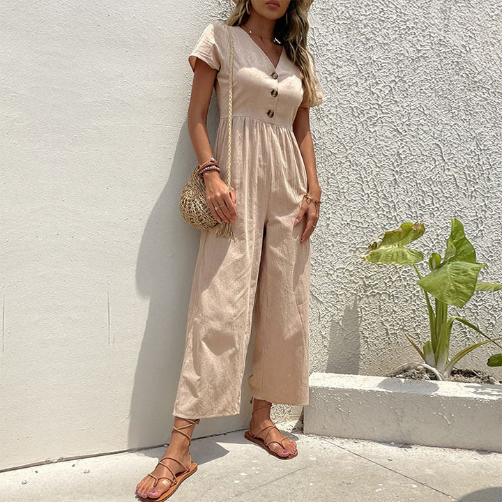 Damen Jumpsuit mit knöpfbaren Details und luftigem Schnitt W&W Mode