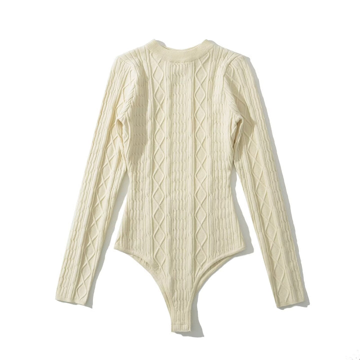 Damen Langarm Bodysuit mit strukturiertem Design W&W Mode