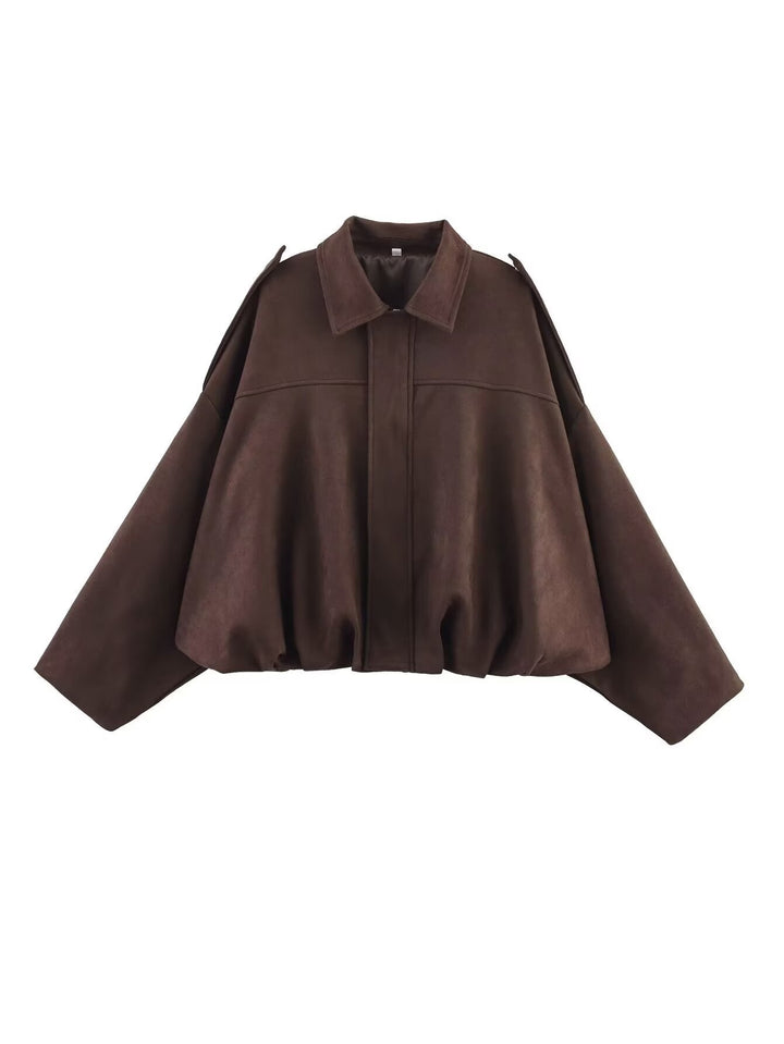 Damen Oversized Jacke mit lässiger Schnittführung und abnehmbaren Kragen W&W Mode