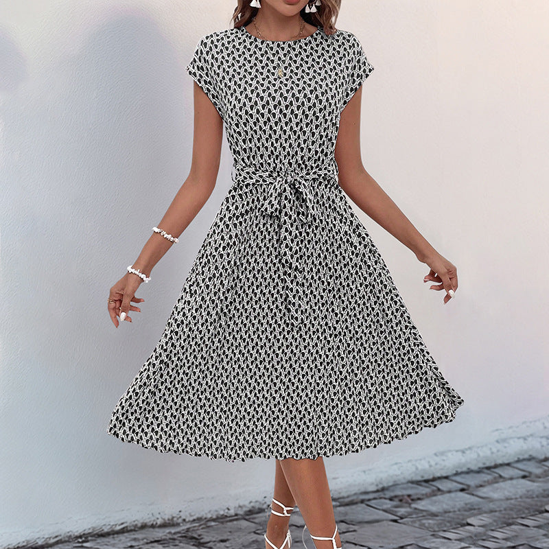 Damen Midikleid mit asymmetrischem Schnitt und modischem Bindegürtel W&W Mode