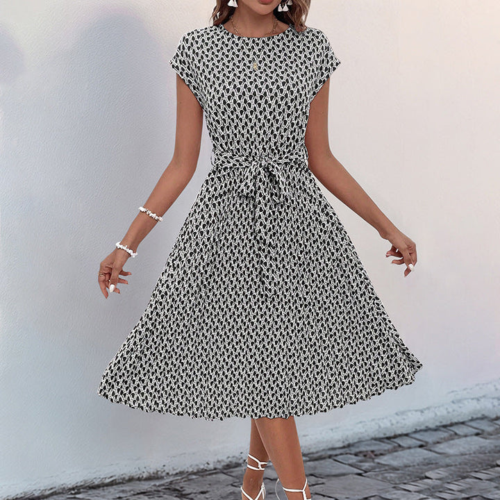 Damen Midikleid mit asymmetrischem Schnitt und modischem Bindegürtel W&W Mode