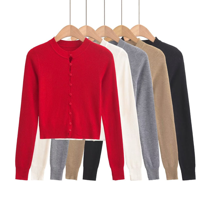 Damen Strickjacke mit modischem Rundhalsausschnitt und eleganter Knopfleiste W&W Mode