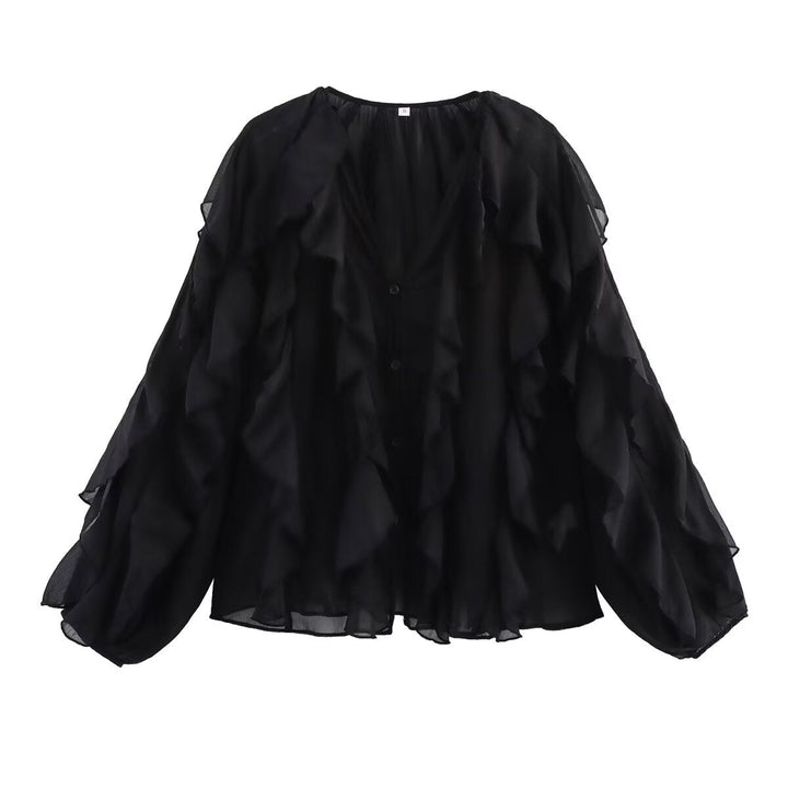 Damen Bluse mit voluminösen Rüschendetails und elegantem Schnitt W&W Mode
