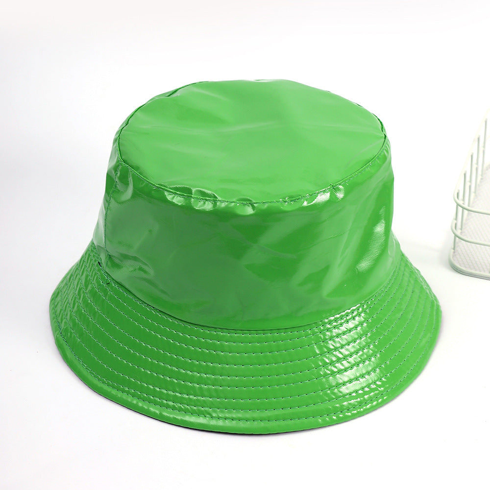 Damen Glänzender Regen-Bucket Hat mit breiter Krempe und wasserdichter Beschichtung W&W Mode