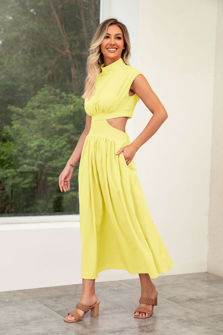 Damen Cut-Out Sommerkleid mit hohem Kragen W&W Mode