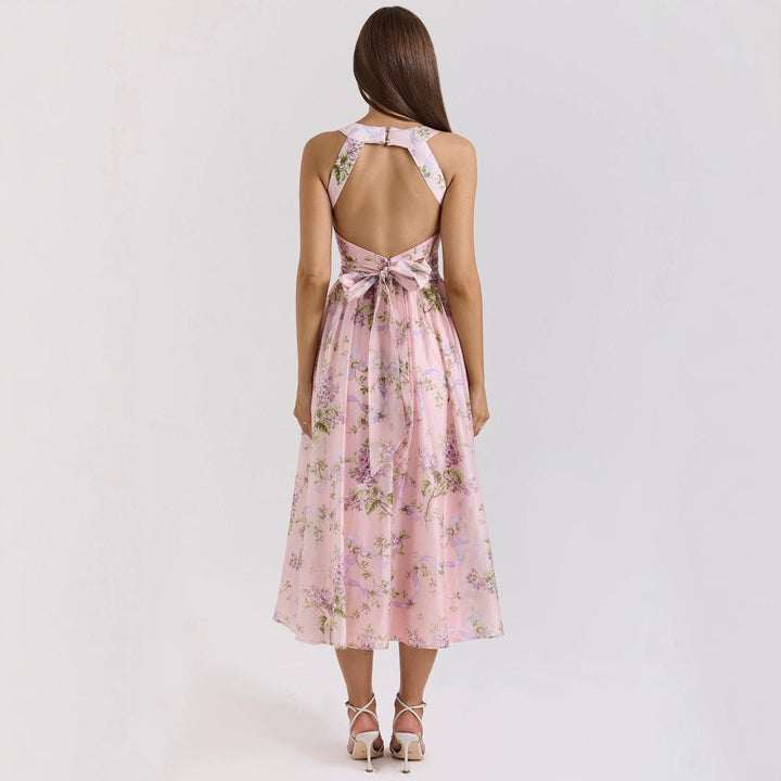 Damen Blumiges Maxikleid mit halterlosem Ausschnitt W&W Mode