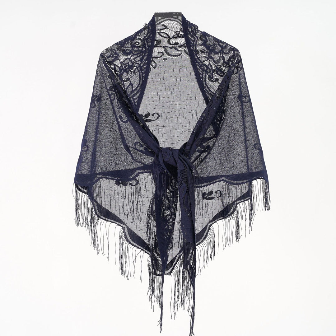 Damen Eleganter Chiffon-Schal mit kunstvollen Fransen W&W Mode