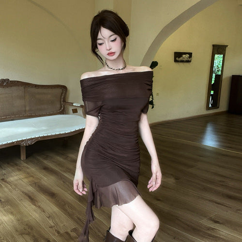W&W Mode | Mesh Off-Shoulder Bodycon Kleid
