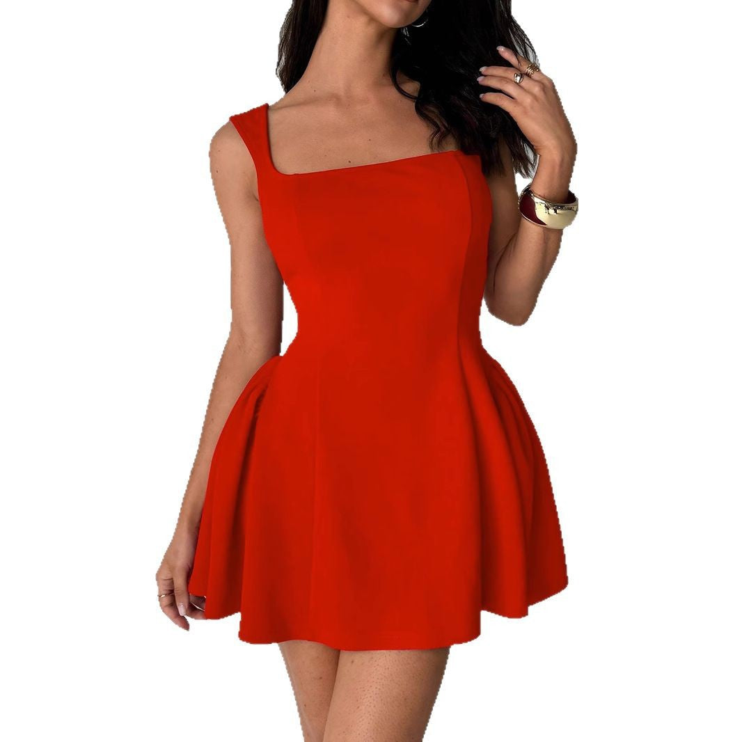 Damen A-Linien Kleid mit quadratischem Ausschnitt und schwingendem Rock W&W Mode