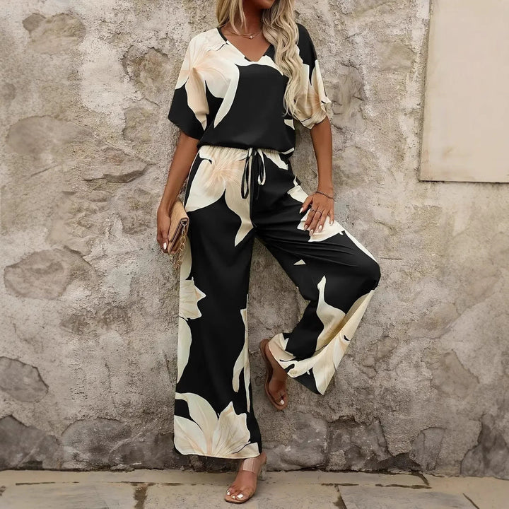 Damen entspanntes Jumpsuit mit floralem Design und elastischem Bund W&W Mode
