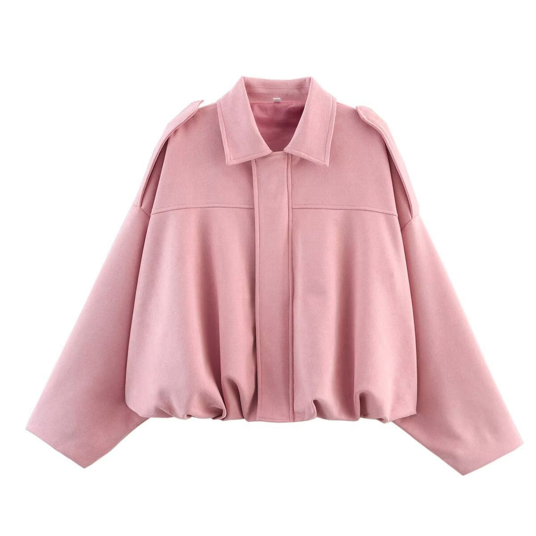 Damen Oversized Jacke mit lässiger Schnittführung und abnehmbaren Kragen W&W Mode