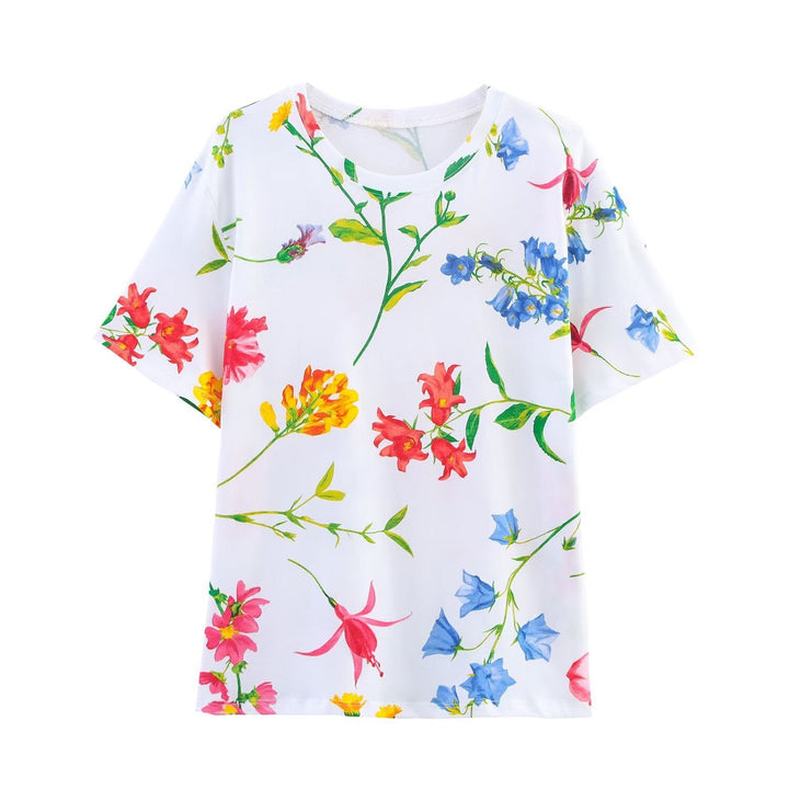 Damen T-Shirt aus hochwertiger Baumwolle mit floralem Print und lässigem Schnitt W&W Mode